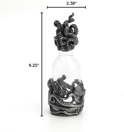 Miniatura 4 de Veronese Design Botella de fragancia de altar de pulpo de 4 onzas, escultura de resina, acabado de peltre