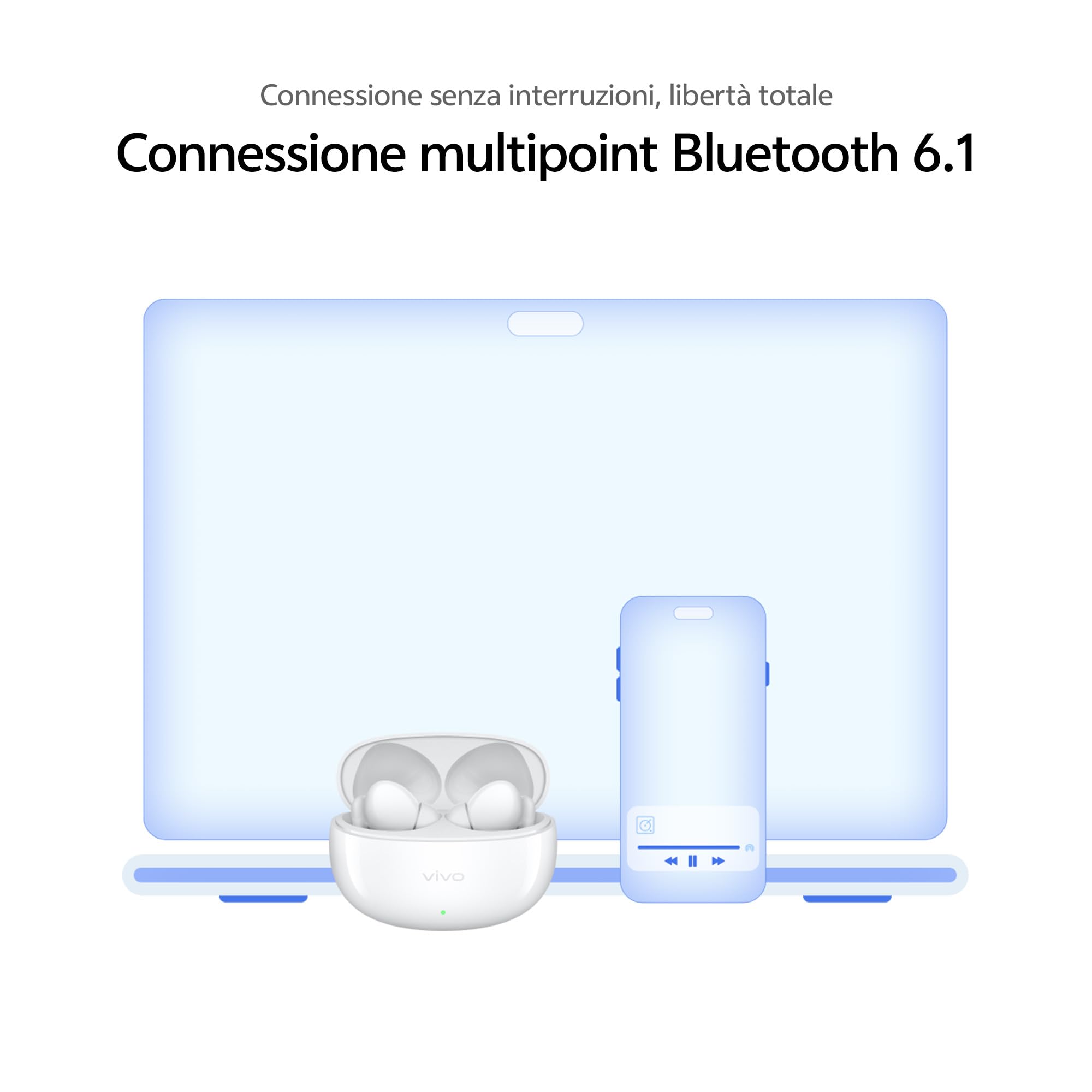 vivo Buds Pro - Auricolari Bluetooth 6.1 con Cancellazione Attiva del Rumore 55 dB, Batteria 55 Ore, Driver 11 mm, Latenza 42 ms, Audio Spaziale, IP54, 4,3 g