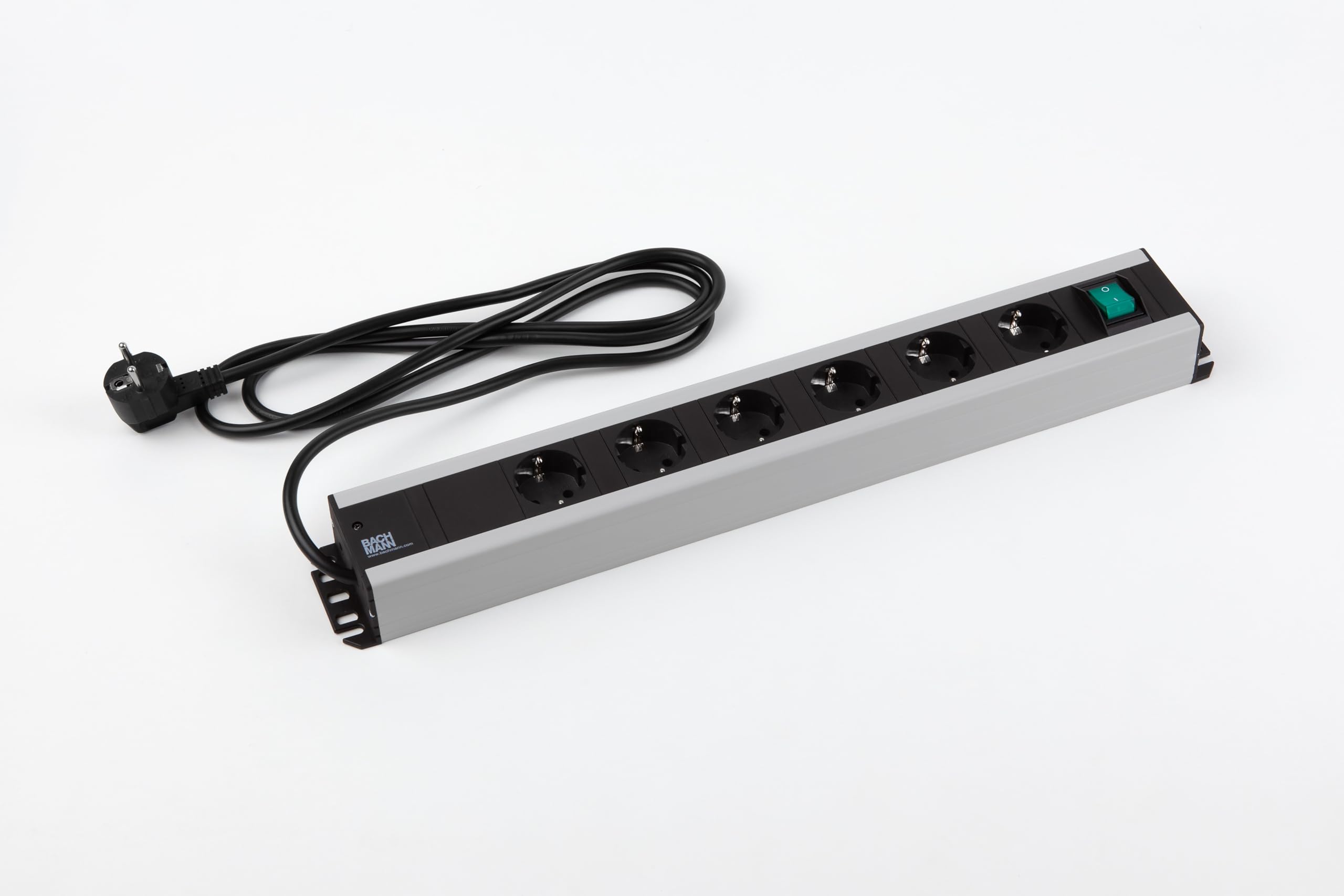Bachmann Steckdosenleiste HANDWERKERLEISTE 6-Fach mit Schalter am Ende der Leiste 2m Kabel Mehrfachsteckdose für Handwerk Grau 300.008 (extra Robustes Design)