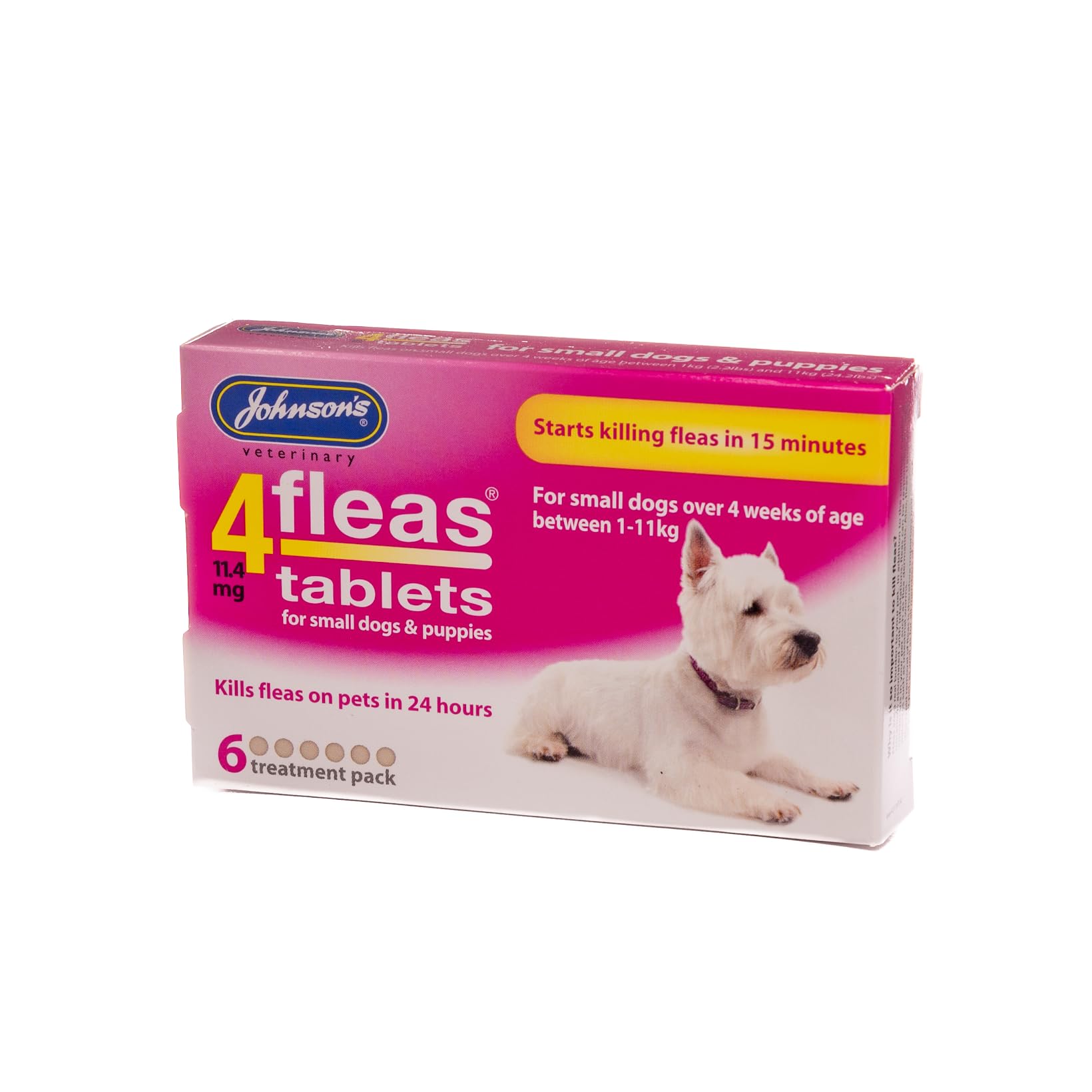 John-sons 4 Fleas Tablets for Large & Small Dogs - Dog Flea Tablets (Small Dog 1-11kg 6 Tabs)