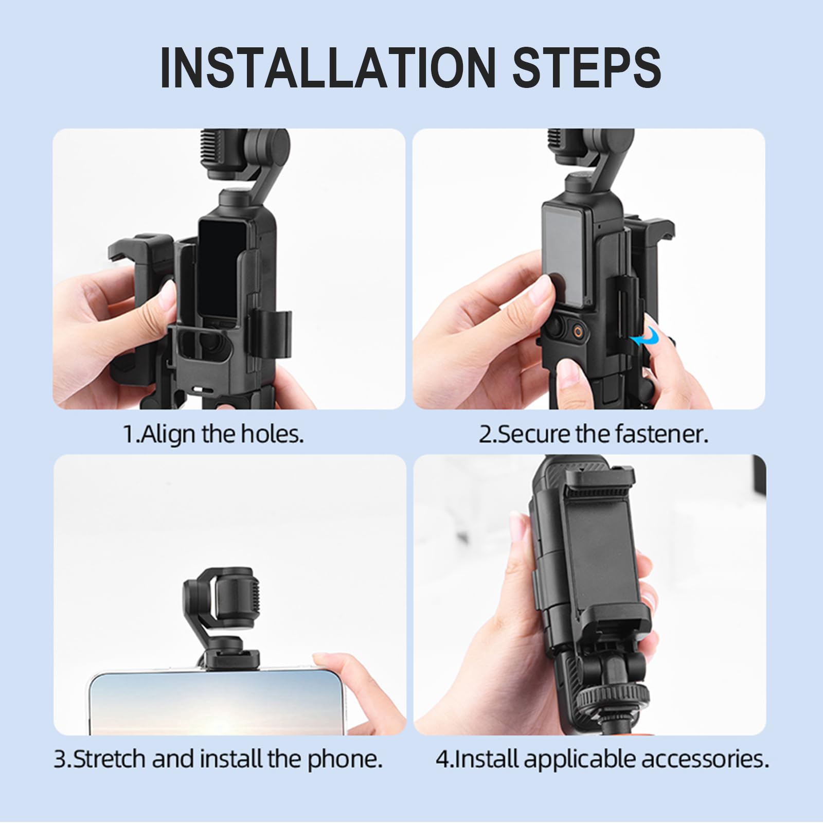Morsetto per telefono cellulare con supporto teleprompter filettatura da 1/4" per 3 gimbal, consente una registrazione video fluida con la fotocamera