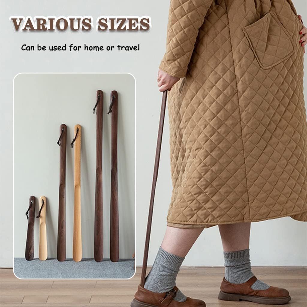 calzador mango largo, Calzador Duradero Calzador Madera Viaje Hogar Mujer Embarazada Cuchara for Zapatos, Ayudante for Zapatos con Mango Largo de Nogal, Levantador de Zapatos for discapacitados con co