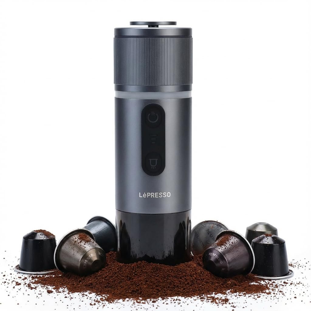 LePresso Portable Espresso Machine, 2 in 1 Capsule and Coffee Powder Espresso Machine, One Touch Operation Coffee Maker, 18Bar Pump, Quick Brewing Time Coffee Machine for Home, Outdoor, Camping