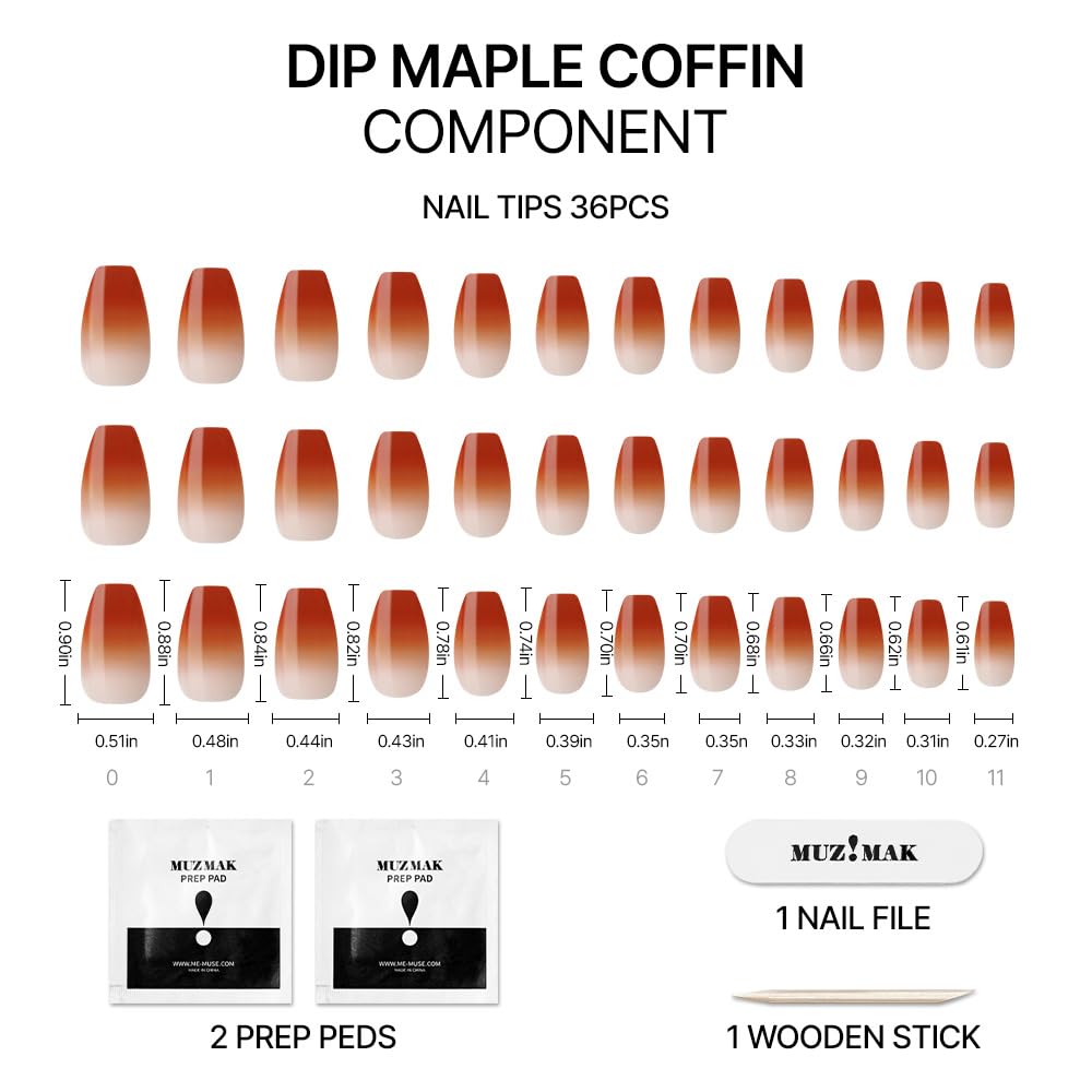 MUZMAK Uñas postizas reutilizables a presión, largas, medianas, cortas ...