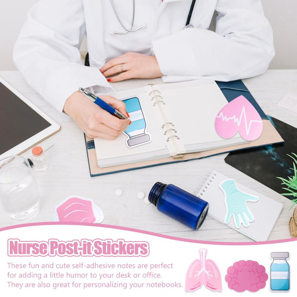 Keboyoe 16 Pack 480 Sheets Funny Nurse Sticky Notes Nursing Self Stick Note Pads Medical Themed Cute Memo Pads Notepads Booklet Memo Notepads Nurse Gifts for Hospital School Office Supplies(Blue,Pink) - Image 3