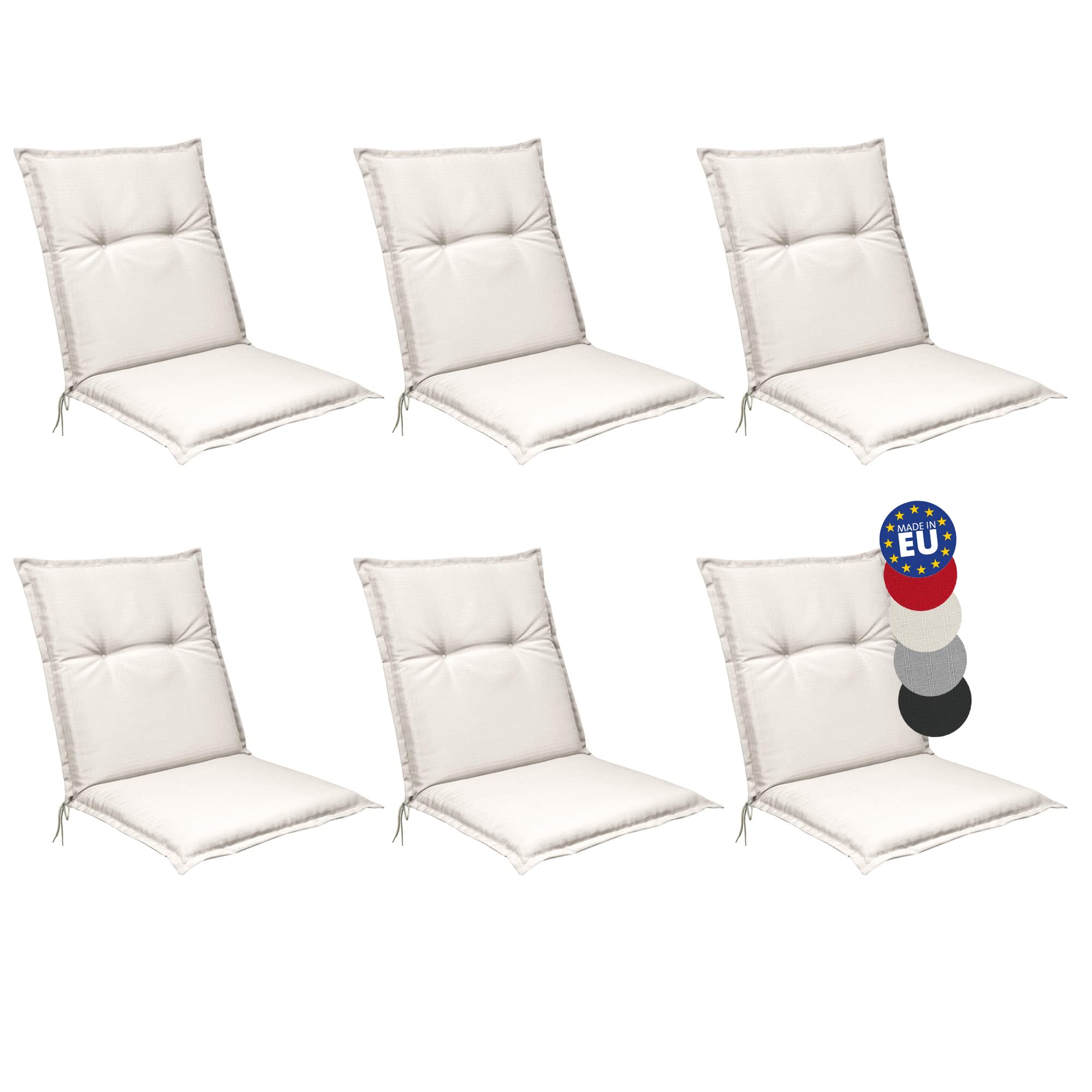 Beautissu Set di 6 Cuscino Sedia da Giardino 100x50x6cm Base NL - Cuscino Sedie Sdraio e poltrone Giardino - Cuscino Seduta da Esterni ed Interni Cuscino Imbottito Comodo e Resistente - Beige