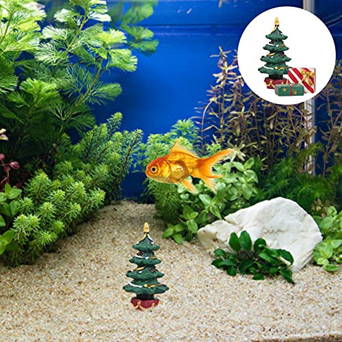 Balacoo 1 Set Christmas Aquarium Decoration Xmas Tree Figure Present Box Miniature Resin Micro Landscape Ornaments for Holiday Fish Tank Supplies Table Decor - Image 2
