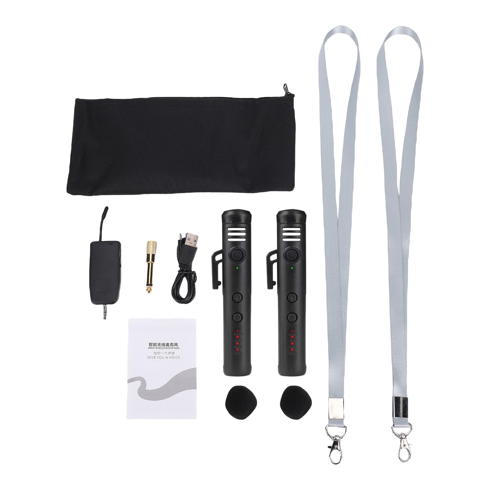 VGEBY Wireless Microphone, Noise Reduction, Portable PA System, 98 Ft Range, Rechargeable for Teaching, Karaoke, Parties (1 for 2)