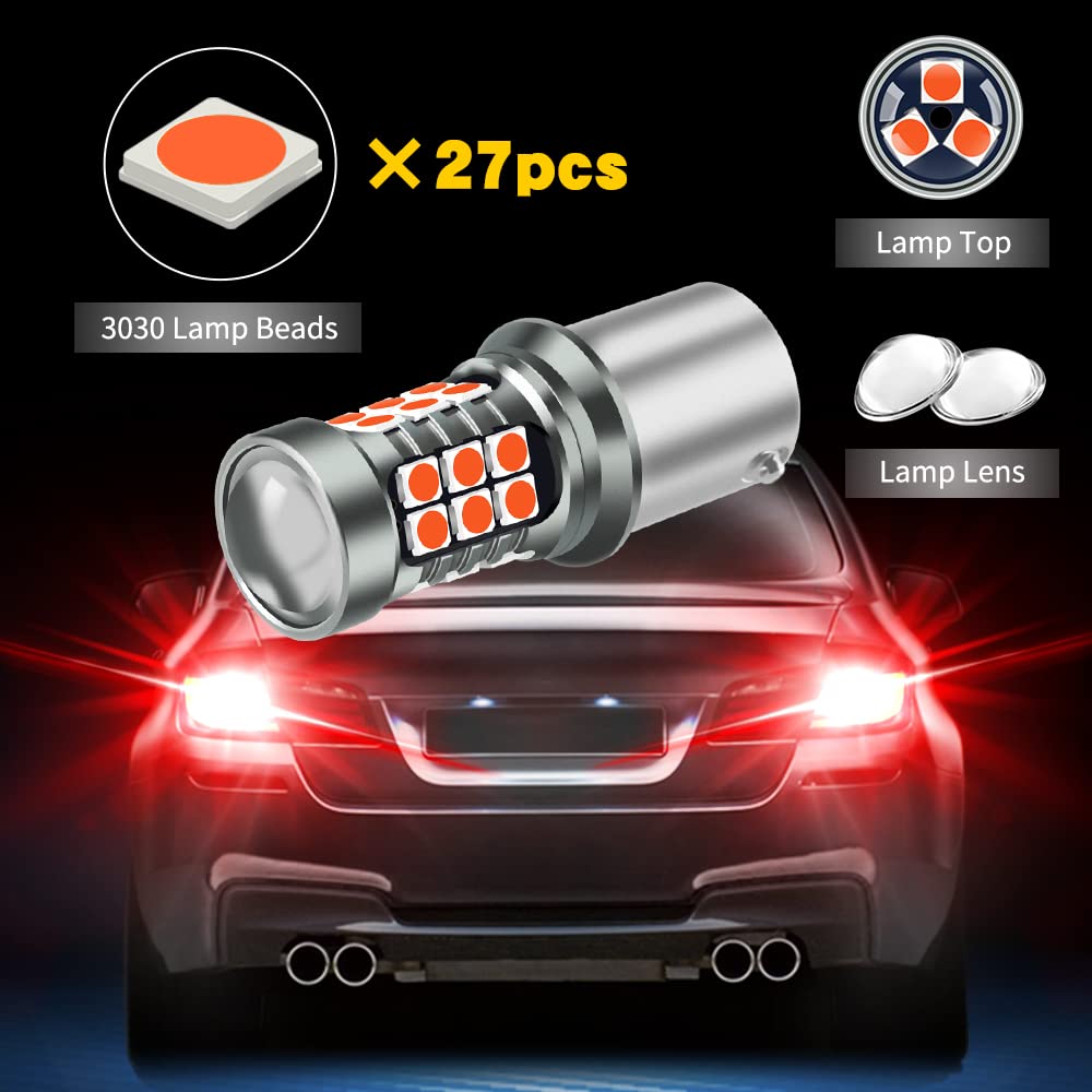 1156 BA15S P21W 1141 LED Bombillas de Luz de Freno, KaiDengZhe 12V-24V LED Bombilla de Automóvil Súper Brillante Reemplazo para Luz de Freno Marcha Atrás Trasera Freno Circulación Diurna-2PCS Rojo