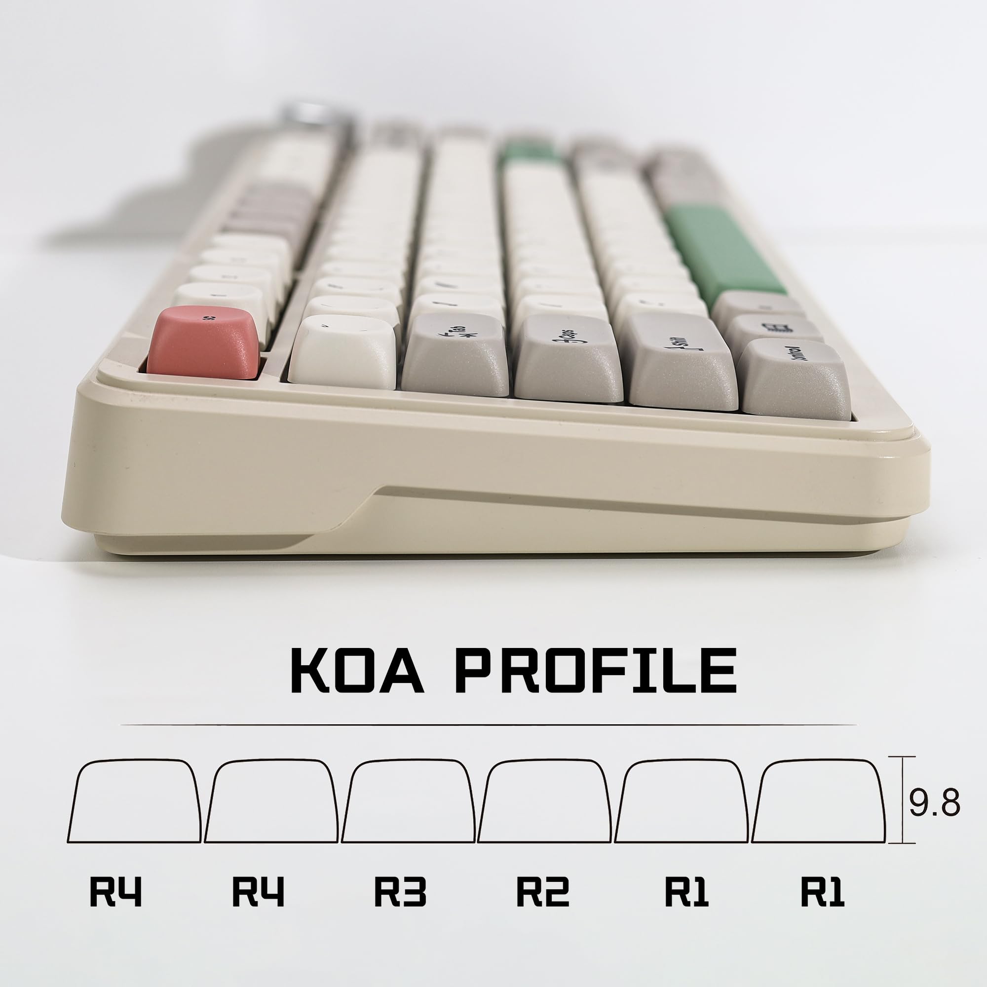 KBDiy 9009 - Teclas retro 60 por ciento, KOA Profile Dye-Sublimation PBT Custom Gaming Keycap, juego de 139 teclas para interruptores mecánicos Cherry Gateron MX