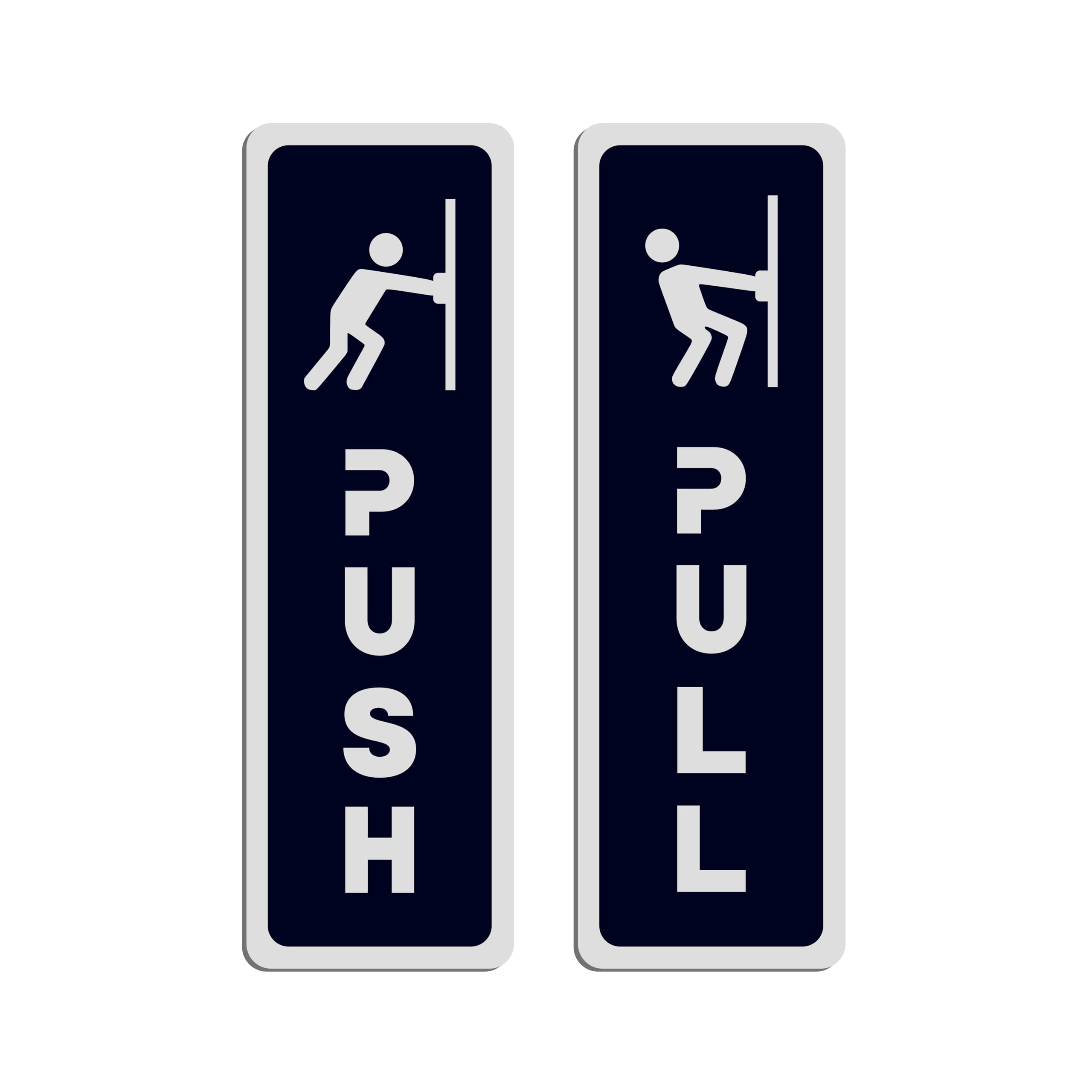 Push Pull Silver Black Acrylic Signage Sticker for Glass Door, Self-Adhesive 6.5 Inches Door Sign