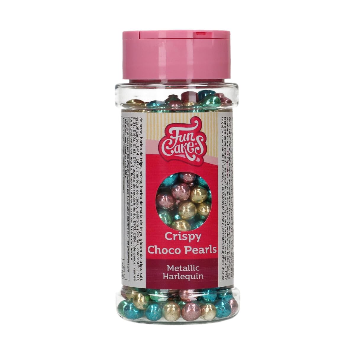 FunCakes Crispy Choco Pearls - Metallic Harlequin - Decoraciones de Chocolate, Perfecto para Decorar Tartas, Magdalenas, Bizcochos y Pasteles - Decoración de Tartas, Pastelería - 60 g