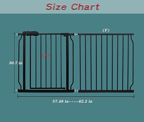 Miniatura 2 de Puerta extra ancha para bebé, puertas de seguridad extra altas para interiores, metal negro, gran montaje a presión, puerta para mascotas, puerta de