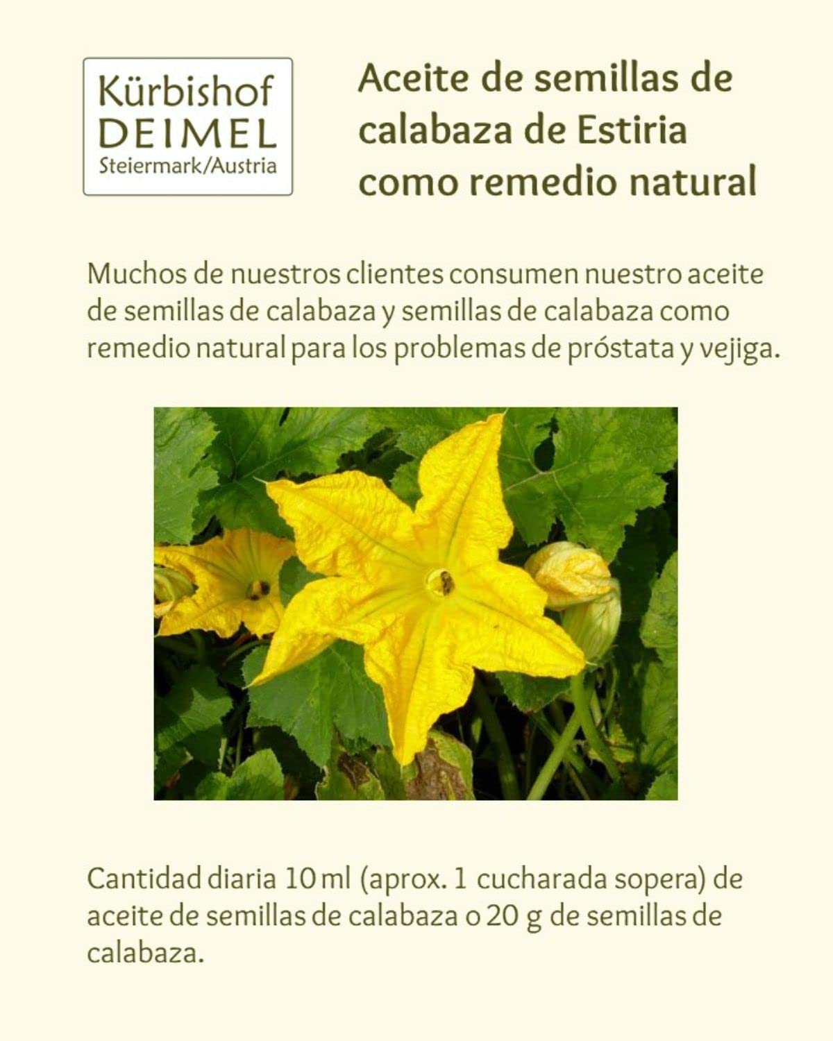 Kürbishof DEIMEL Steiermark/Austria - 4 x 500 ml Aceite de semillas de calabaza ecológico - Original de Austria - Directo del productor