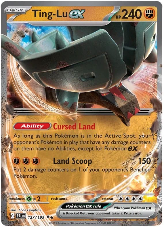 Ting-Lu ex 127/193 Rare Double Pokemon Card (SV2 Paldea Evolved) + 1x TitanCards® Toploader