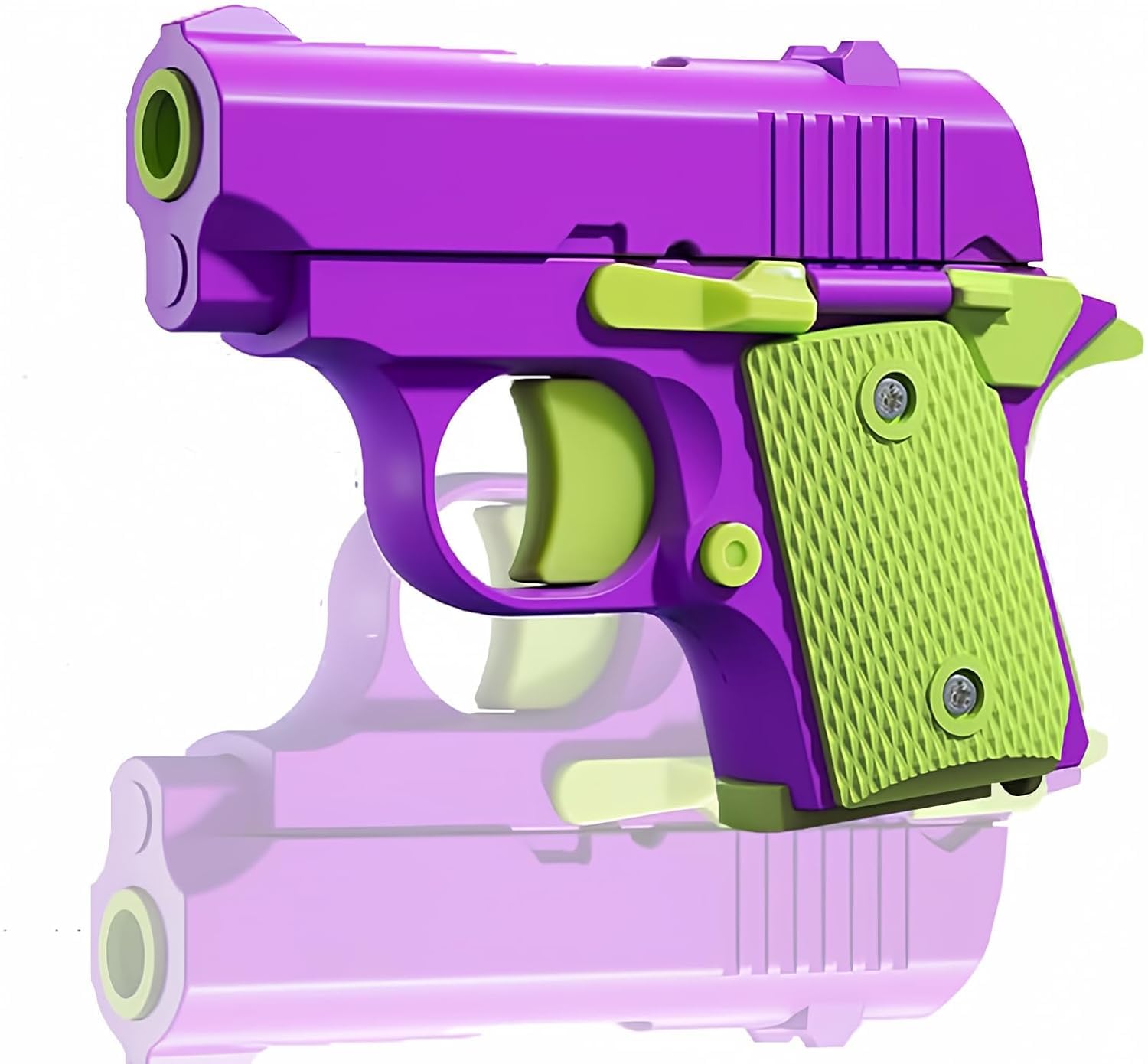Fidget Toys Adults,1911 3D Printed Small Pistol Toys, Stress Relief Pistol Toys for Adults, Suitable for Relieving ADHD, Anxiety, Suitable Toys for Adults and Kids, Best Gift for Friends(Purple&Green)
