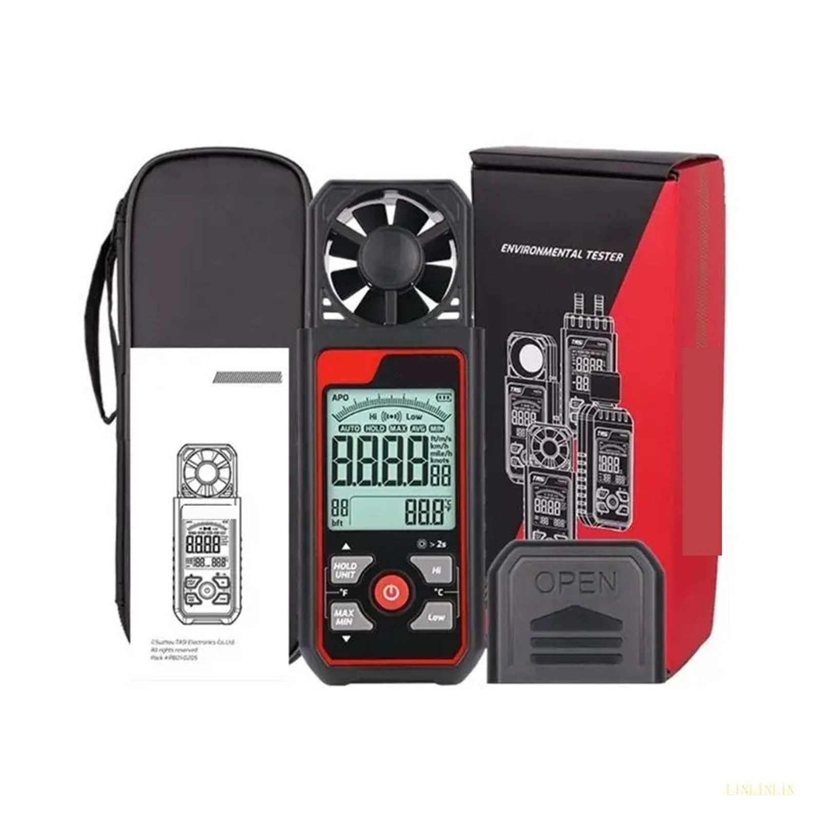 Anemometro, Anemometro con display digitale, misuratore di velocità del vento portatile, misuratore di velocità del vento(TA641B)