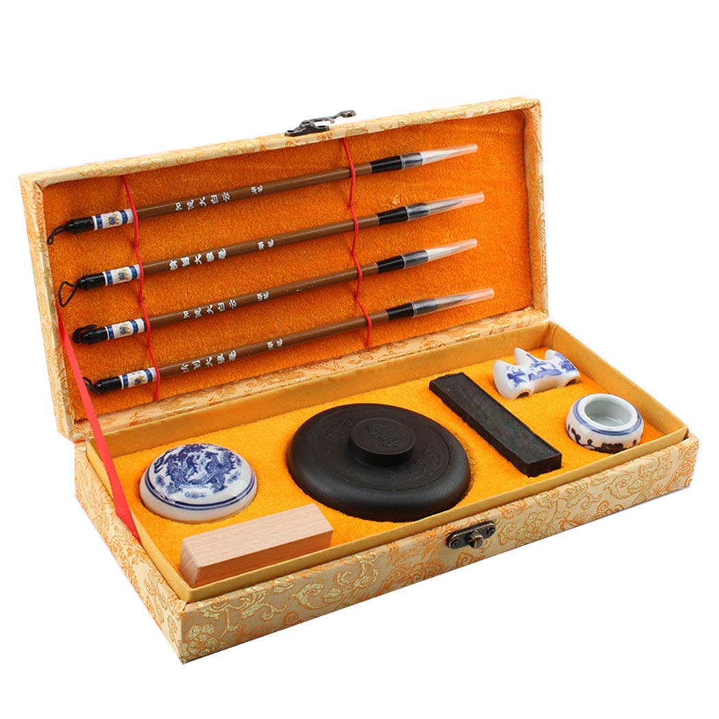 Amazon.co.jp: 初心者のための中国の書道筆水筆記 ブラシセット書道練習ボックスセットペンとインクセット : 文房具・オフィス用品 中国の書道セット絶妙な筆ペンギフトボックス初心者の練習用