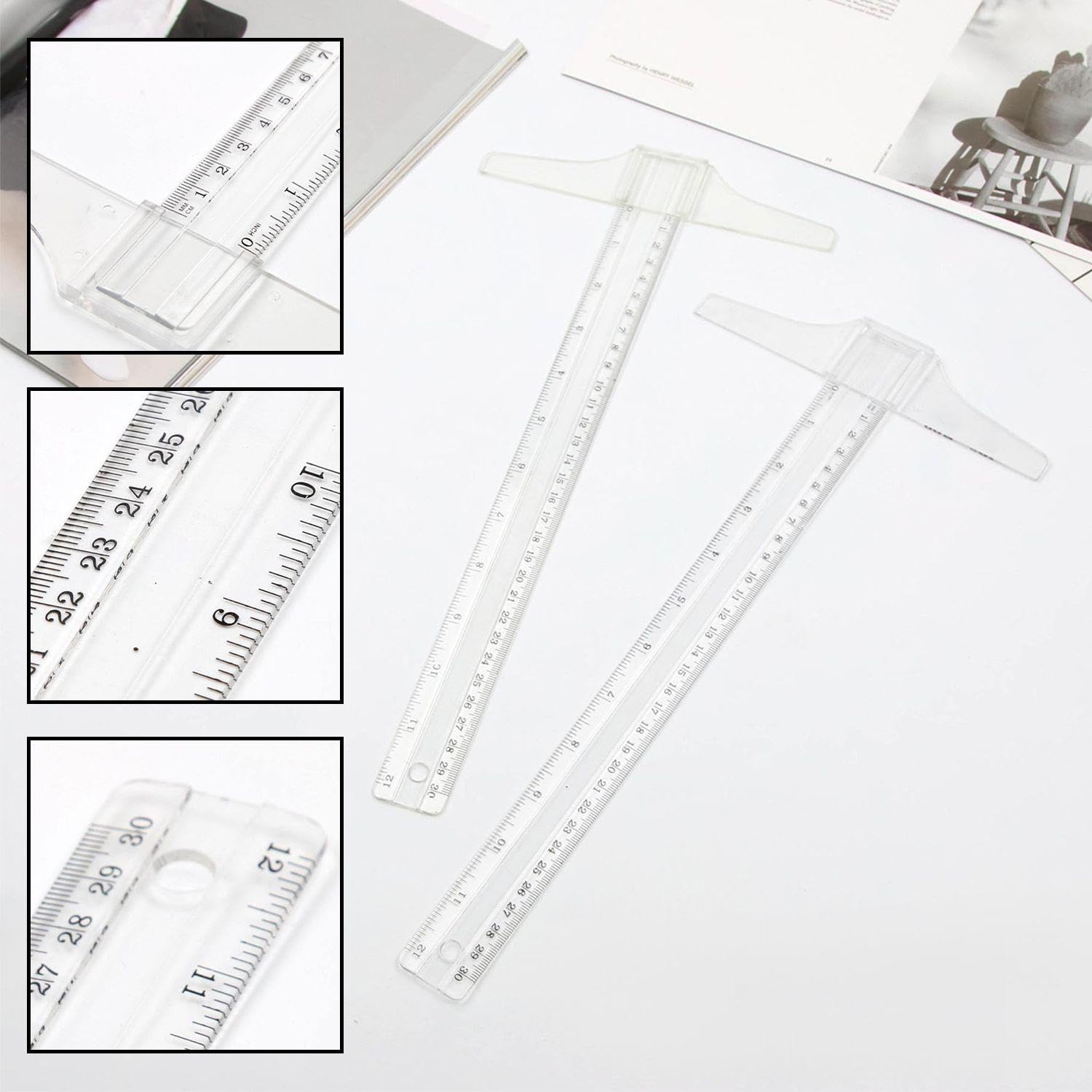 Linux Ruler Drawing Tool 2 Pieces T Ruler, Drawing Ruler, Drawing Tool, Transparent Plastic ...