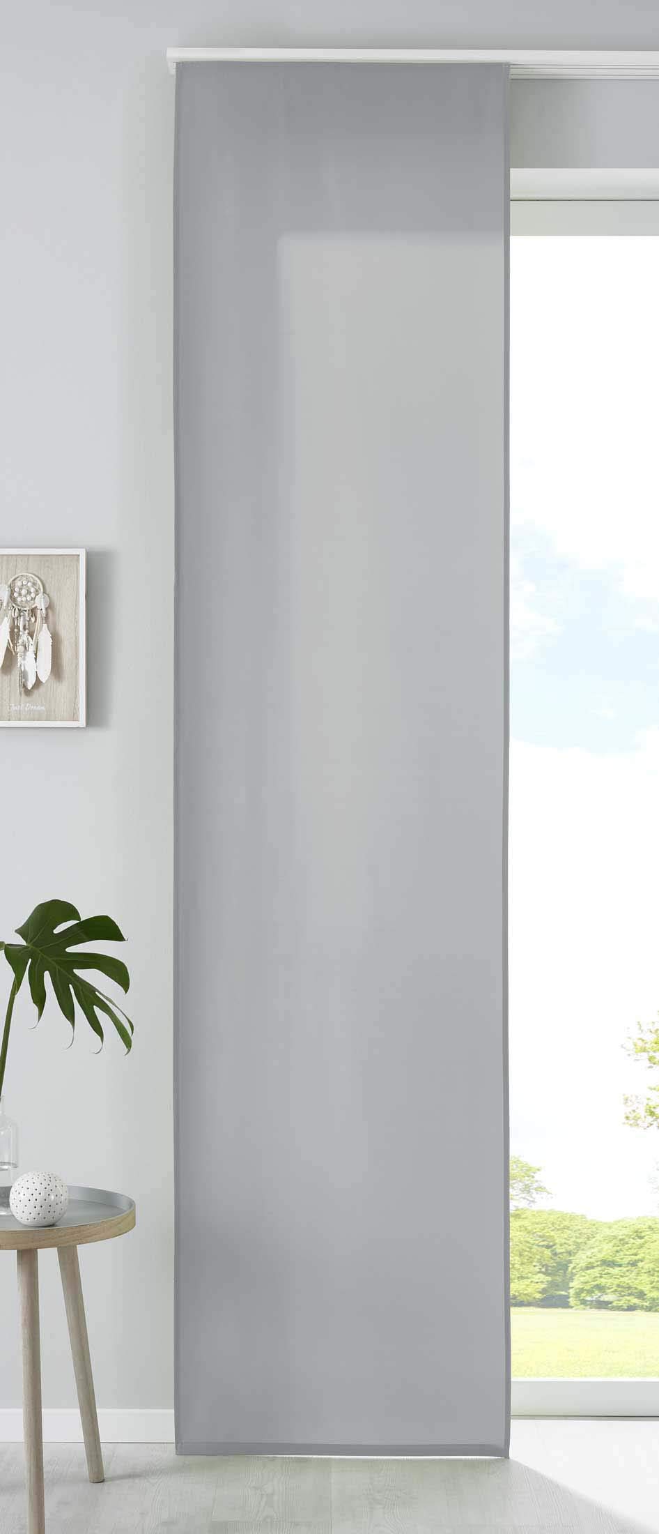 Gardinenbox 85600N Sliding Curtain Panel Curtain Microfibre Curtain Room Divider H x W 245 x 60 cm Grey Matt Panel Weight Bar