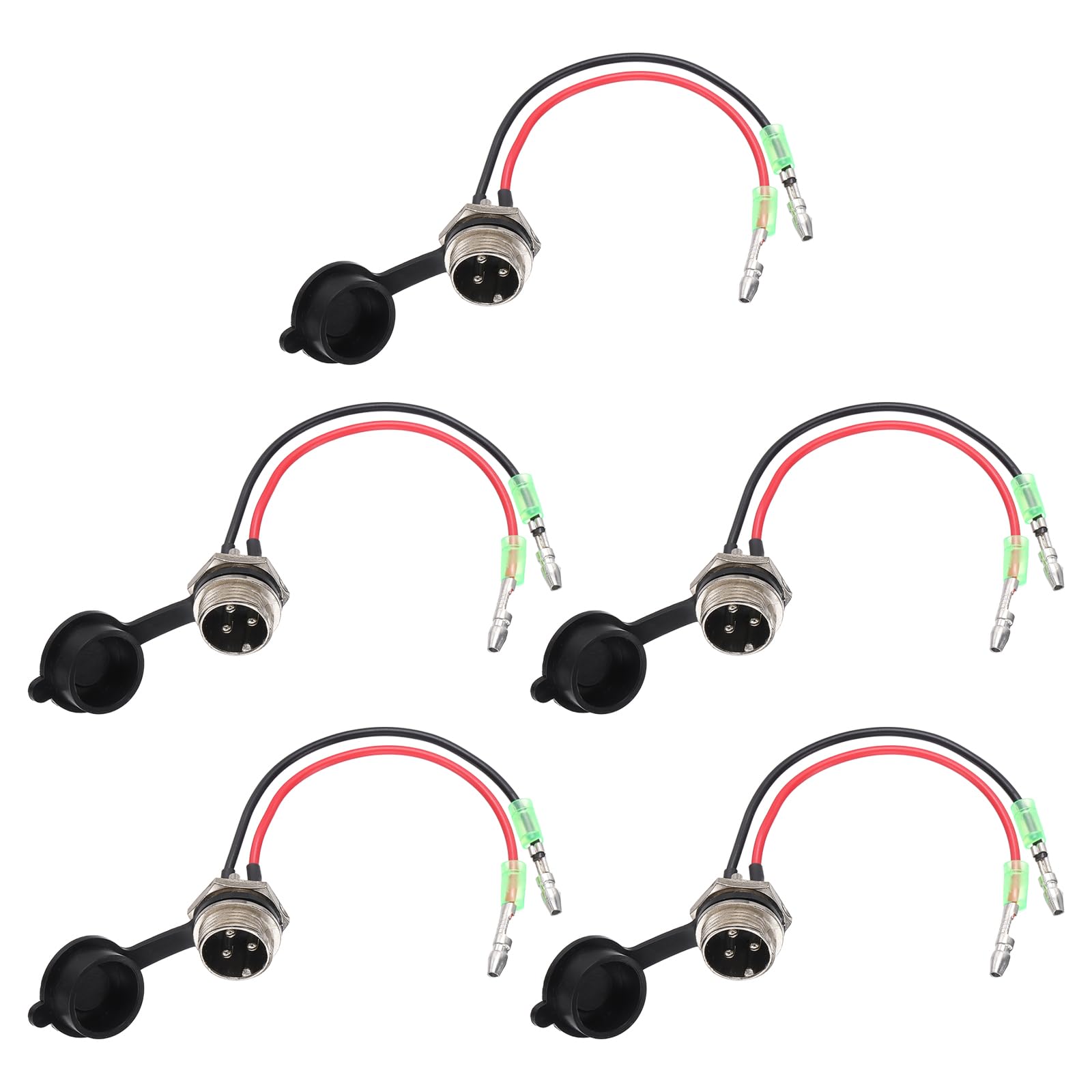 sourcing map 5 Pcs 3 Pin Electric Scooter Charging Port, Aviation Head Electric Scooter Charger Port with Terminals Waterproof Cover for E-Scooter Battery Charging, 5.71 Inch