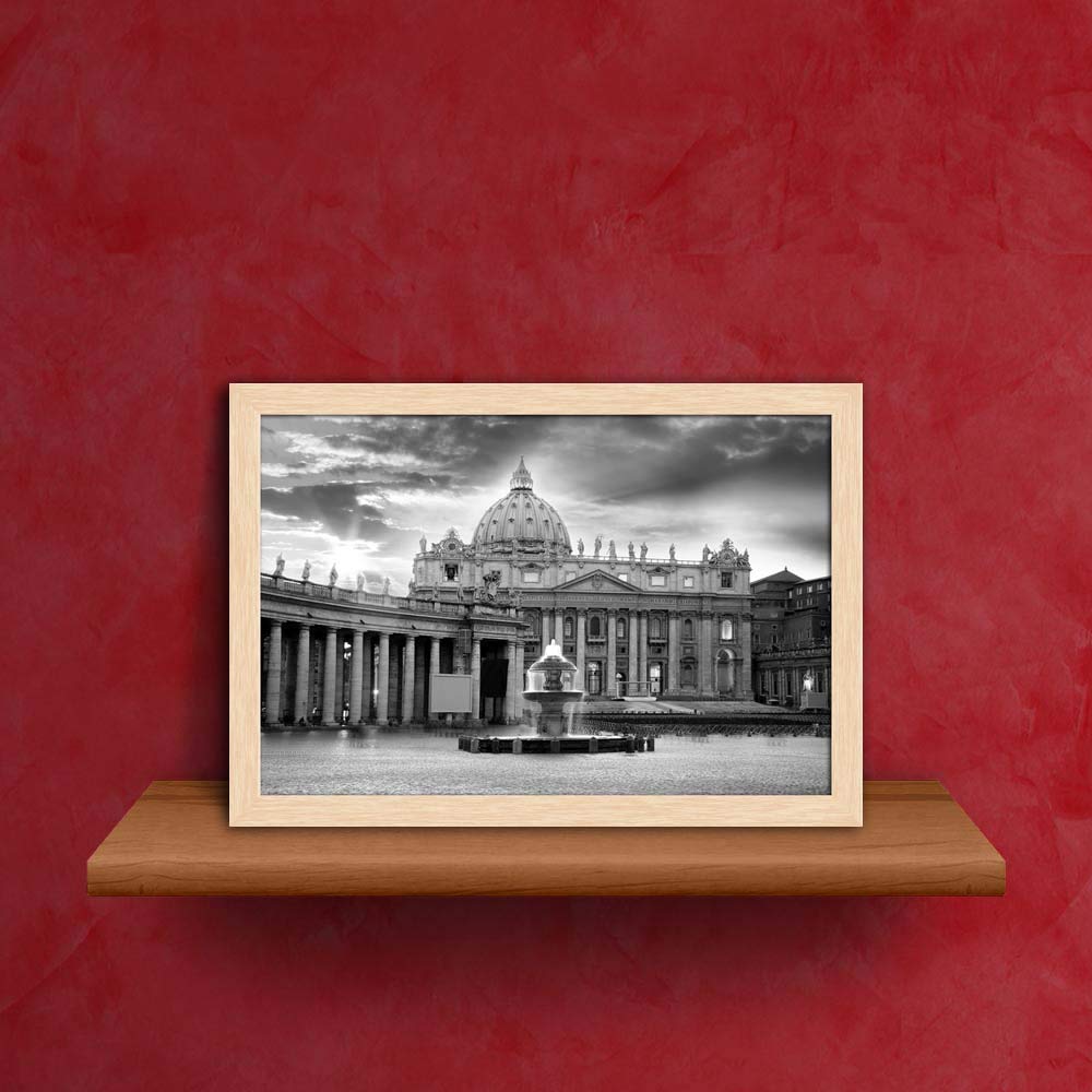 ArtzFolio Basilica Di San Pietro, Vatican, Rome, Italy Tabletop Painting Natural Brown Frame 8.5 x 6 inch (22 x 15 cms)