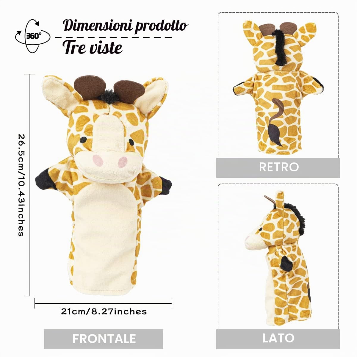 Marionette da Mano, Burattini da Mano Animale Selvatico dello Zoo, Morbide Colorati Giocattoli per Bambini Set di 5