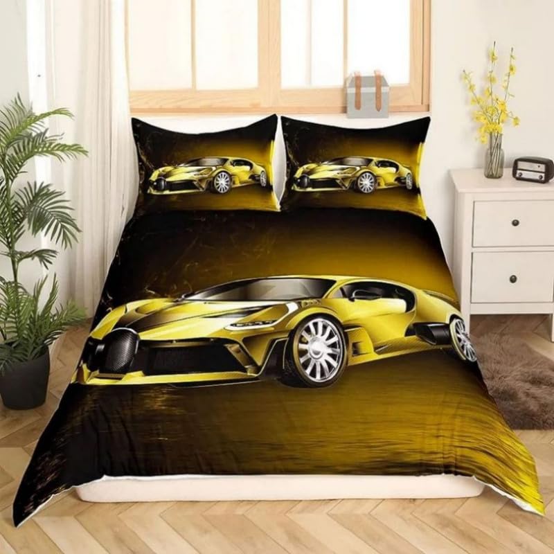 Housse de couette 240x260 cm microfibre avec motif de voiture sport