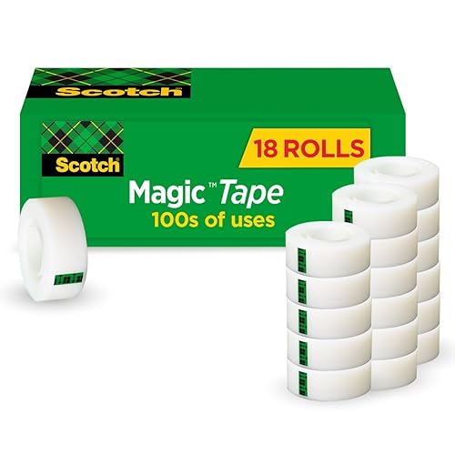 Miniatura 1 de Scotch Cinta mágica 18 rollos ideal para envolver regalos numerosas aplicaciones invisible diseñada para reparar 34 x 1000 pulgadas en caja 810K18CP