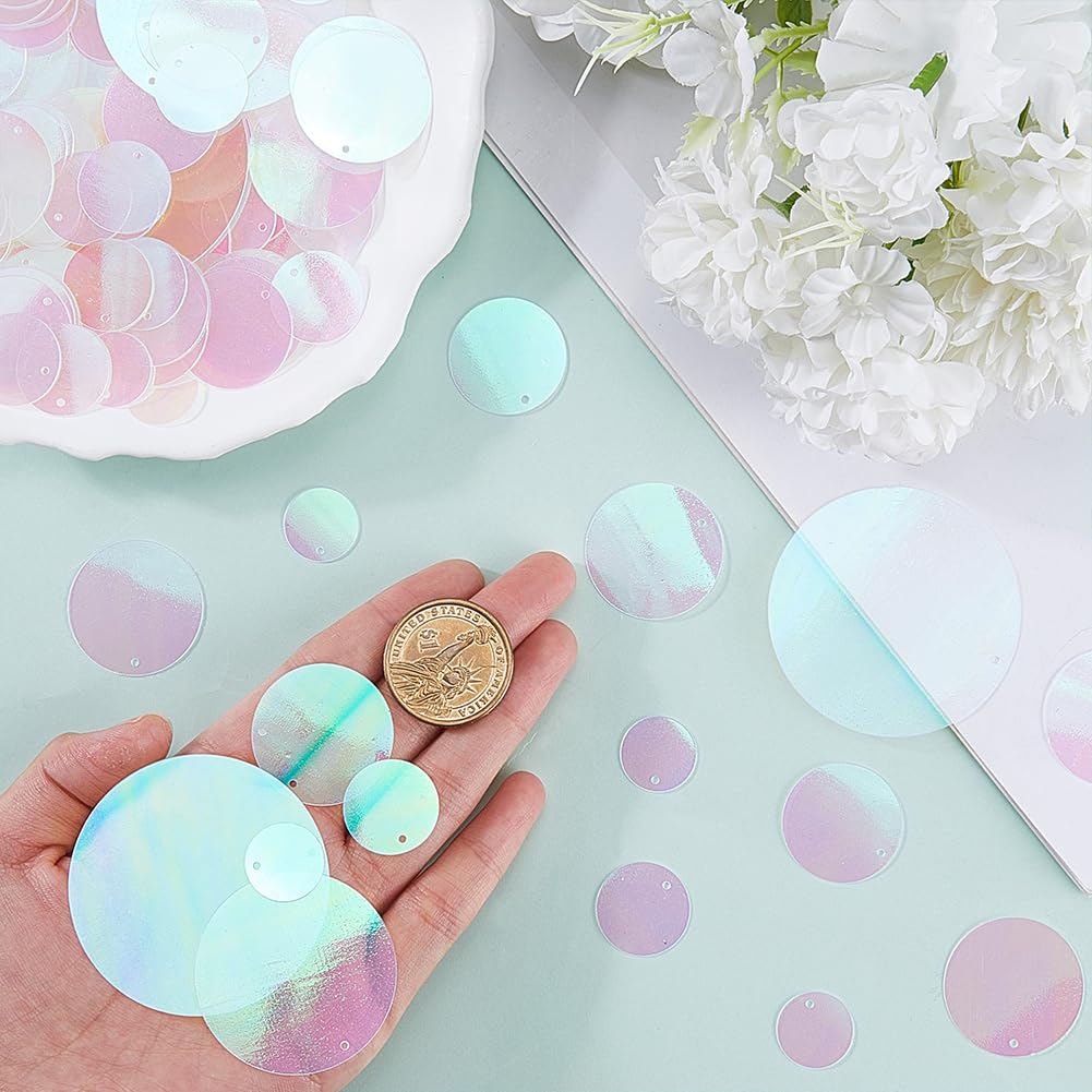 SUNNYCLUE 120G 6 Sizes Transparent Sequins Flat Paillettes Bulk Clear Plastic PVC Round Iridescent Applique Art Glitters Hole Loose Decor Sequin for Sewing Crafts DIY Embroidery Ornaments Accessories - Image 3