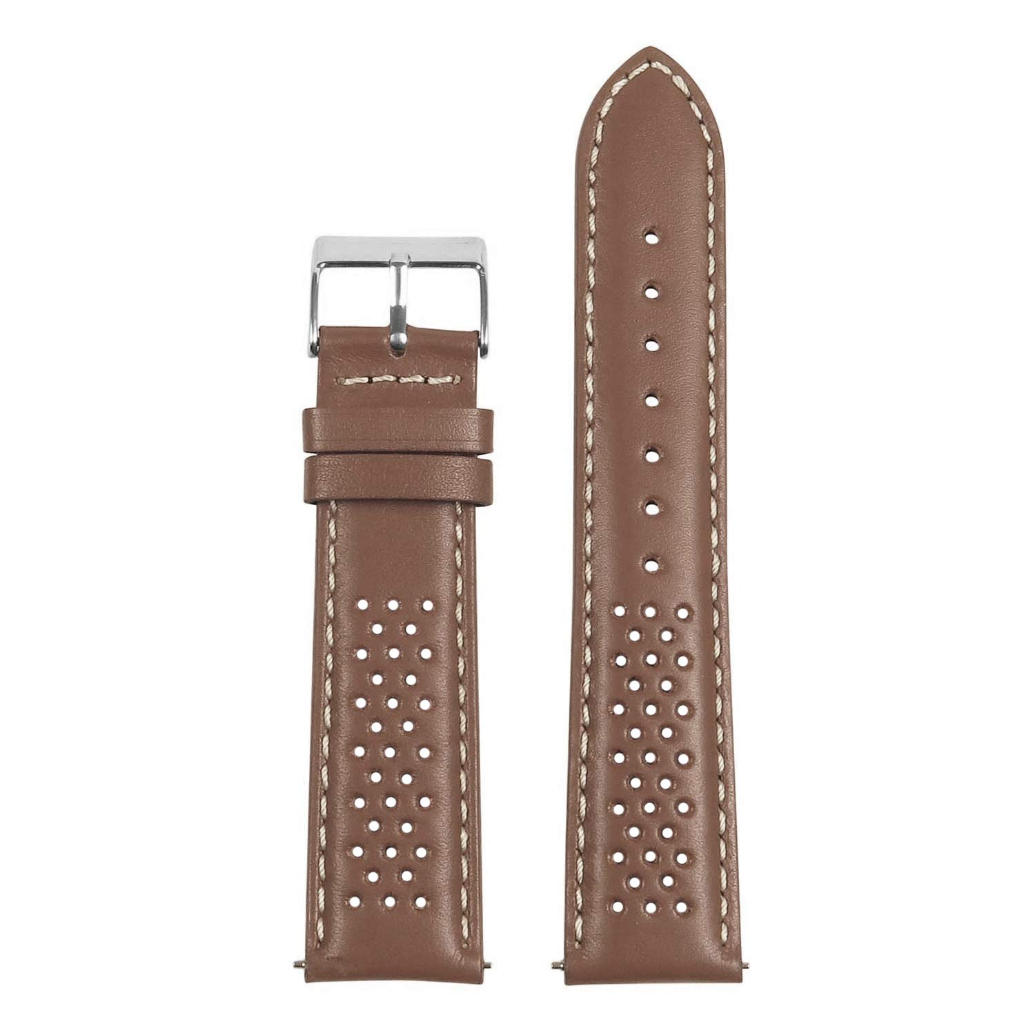 StrapsCo Perforated Leather Rally Quick Release Watch Band Strap - Choose Your Color - 18mm 20mm 22mm 24mm