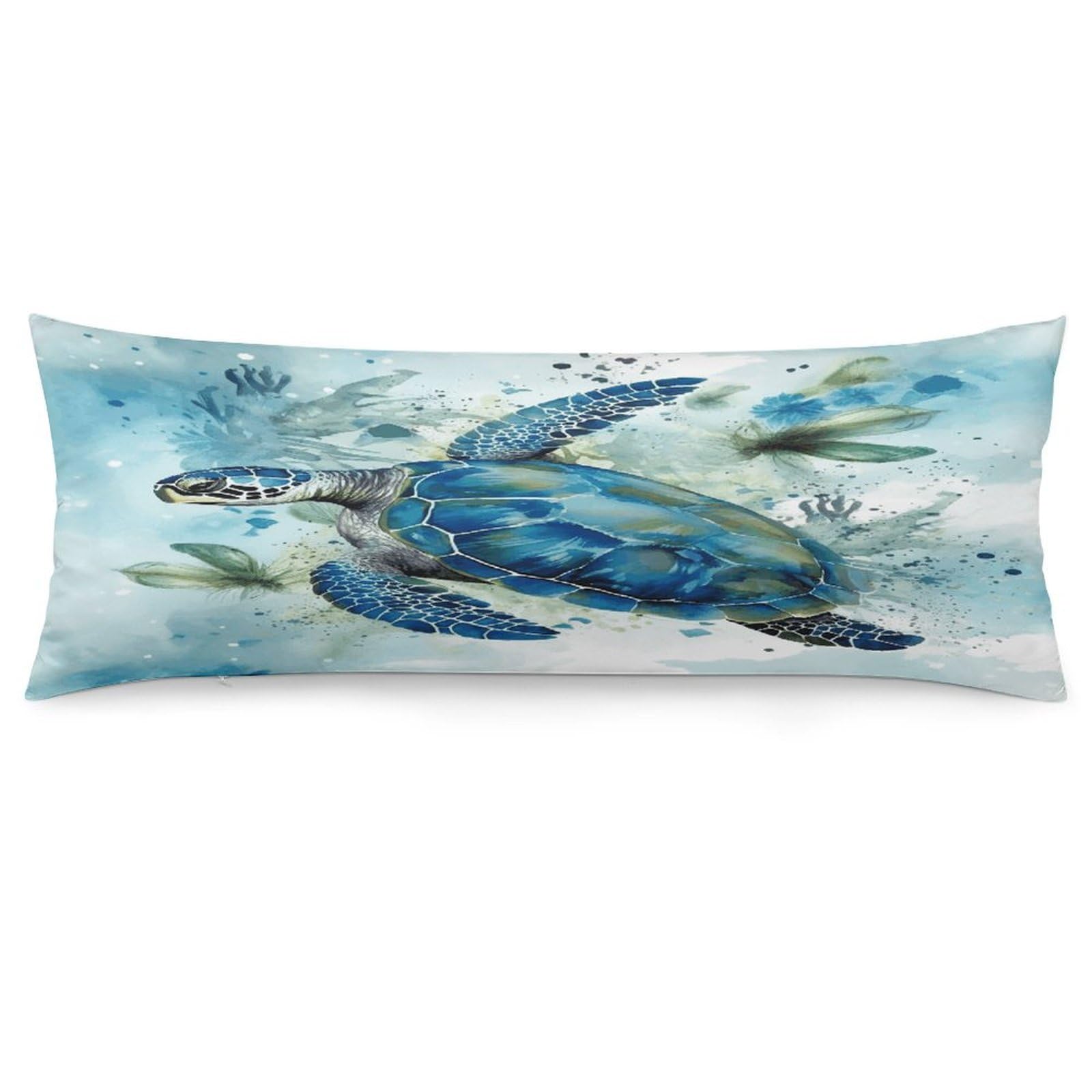 Sea Turtle-Blue Throw Pillow Cover Soft Lumbar Pillow Covers with Zipper Breathable Rectangular Cushion Case Polyester Pillow Case Decorative Body Pillow Cover for Couch Bed