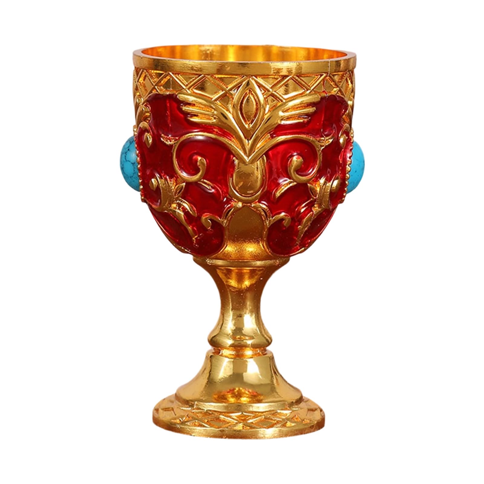 Qisuw Antique Finish Metal Small Chalice Butterfly Engraved Cup for Cocktails and Home Use Metal Chalice Goblet