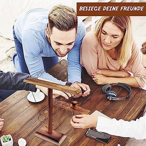 Original Cup Ring Toss® Game | Geschicklichkeitsspiel aus Holz | Premium Qualität | Hängende Ringwurfmaschine | Wer ist der Schnellste? | Innen & Außen | Erwachsene | 100% Holz | 100% Spaß | SparkL®