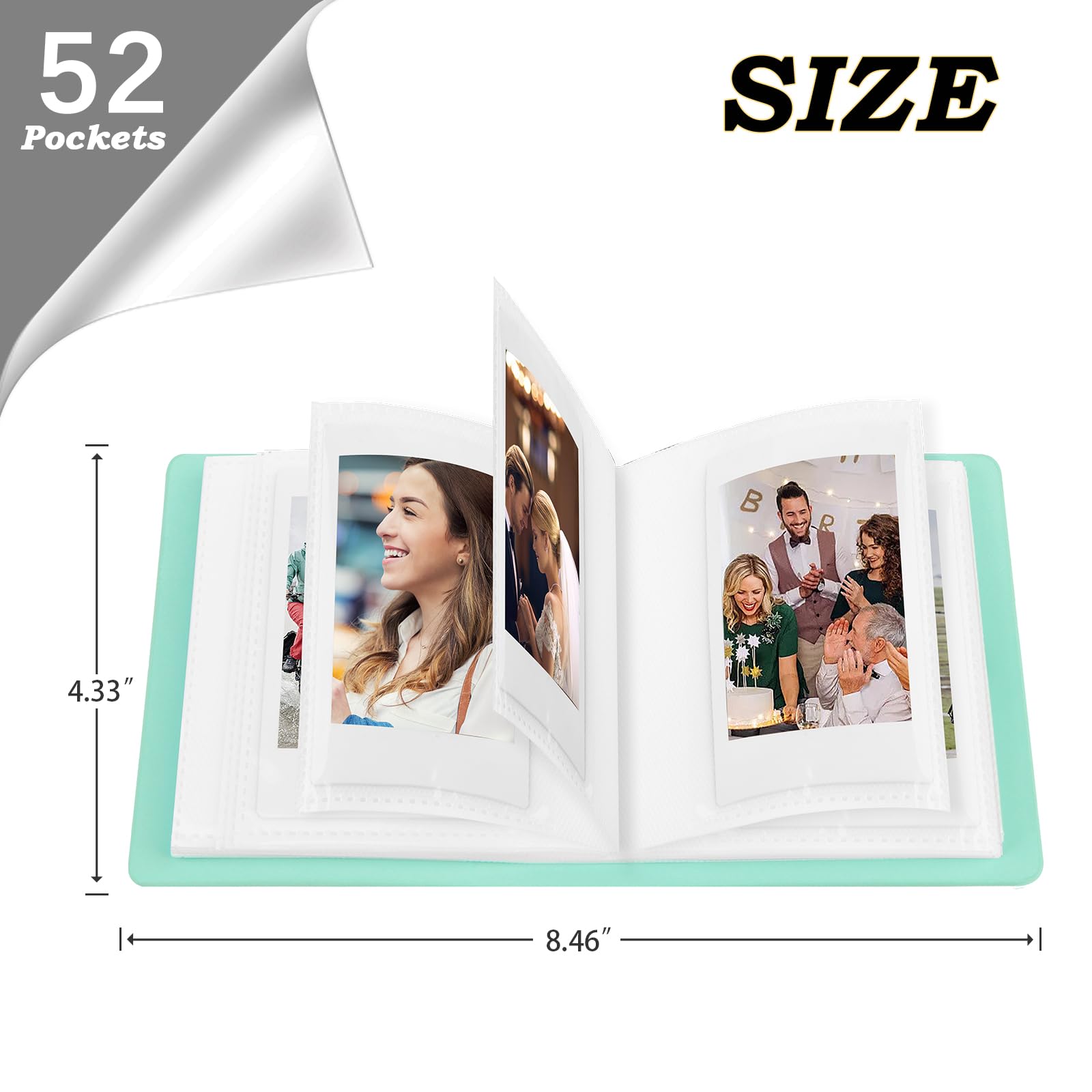 Mini fotoalbum met 52 zakken voor Fujifilm Instax Mini Instant Film, fits Polaroid Snap,Z2300, SocialMatic Instant Camera's & Zip Printer (1, Wit
