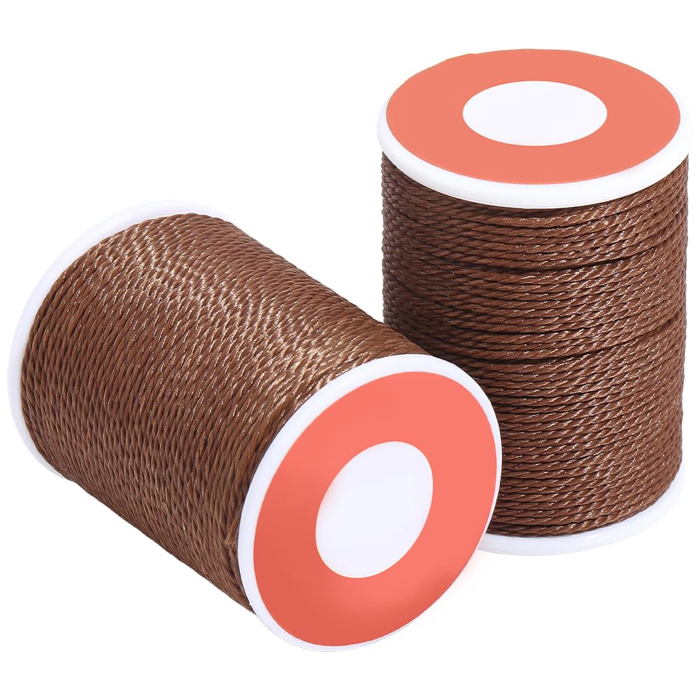 – 2 Rolls 24 Yards 1MM Round Wax Thread Coffee Brown Beading Rope String Waxed Polyester Taiwan Sturdy Twist Cord Threads for Jewellery Making Bracelets Necklaces Waist Chain Macrame Supplies