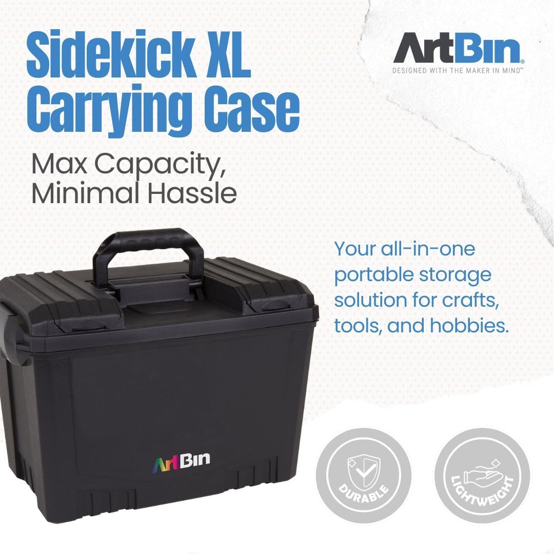 ArtBin 6917AB Sidekick XL Carrying Case, Portable Art & Craft Organizer with Handle, [1] Plastic Storage Case, Black - Image 2