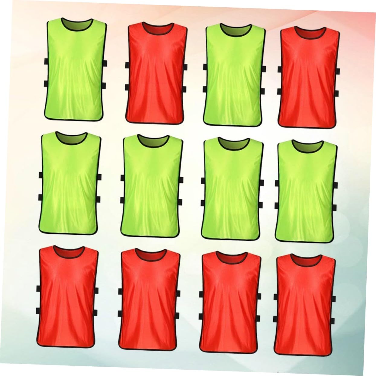 VICASKY Gilets de Football Entraînement pour Garçon Fille et Adultes Sans Manches Polyester Respirant S Lot Mix Fluorescent Vert et Rouge Maillots Équipe