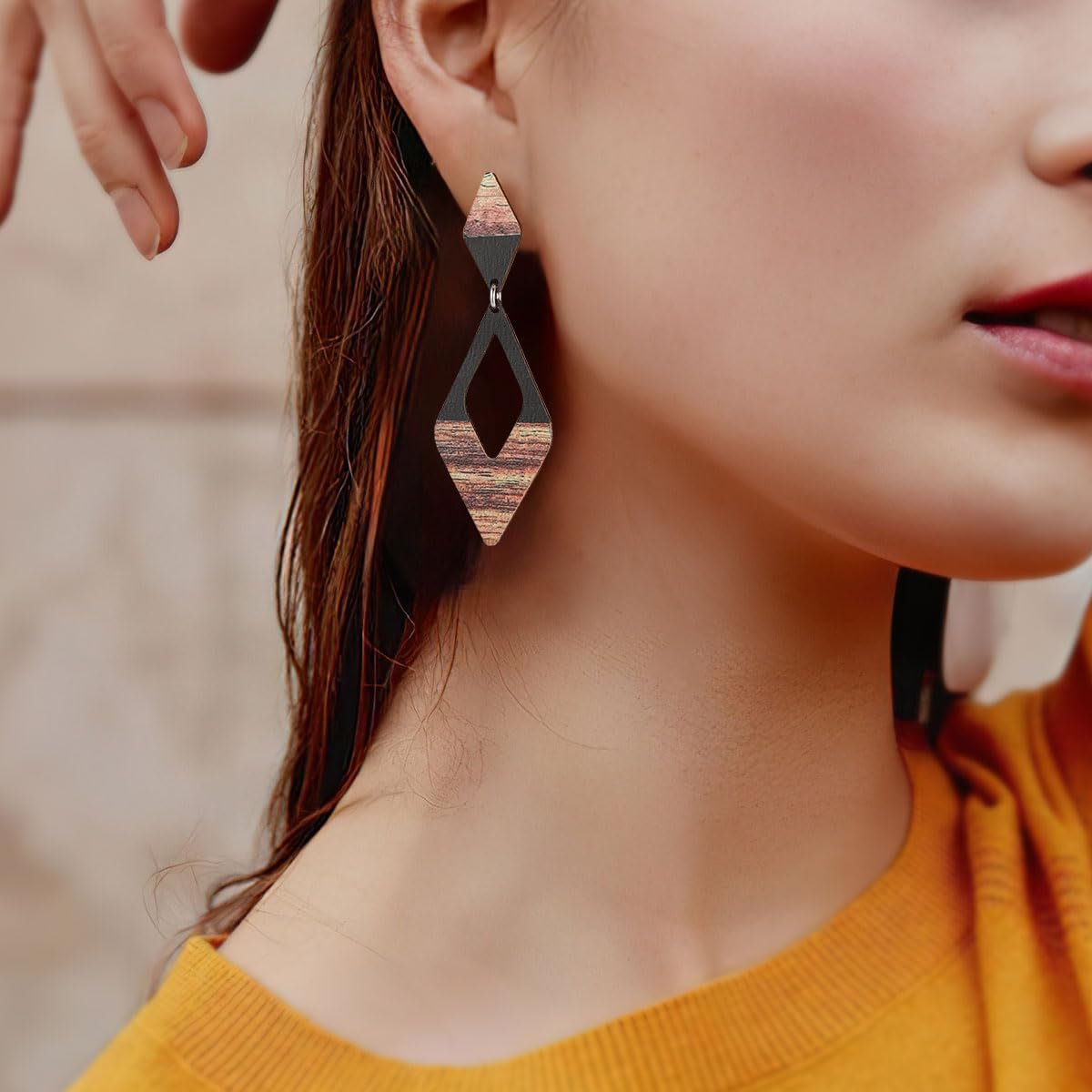 Pendientes Mujer de Ópalo Plata 925 Colgantes Geométricos con Diamantes