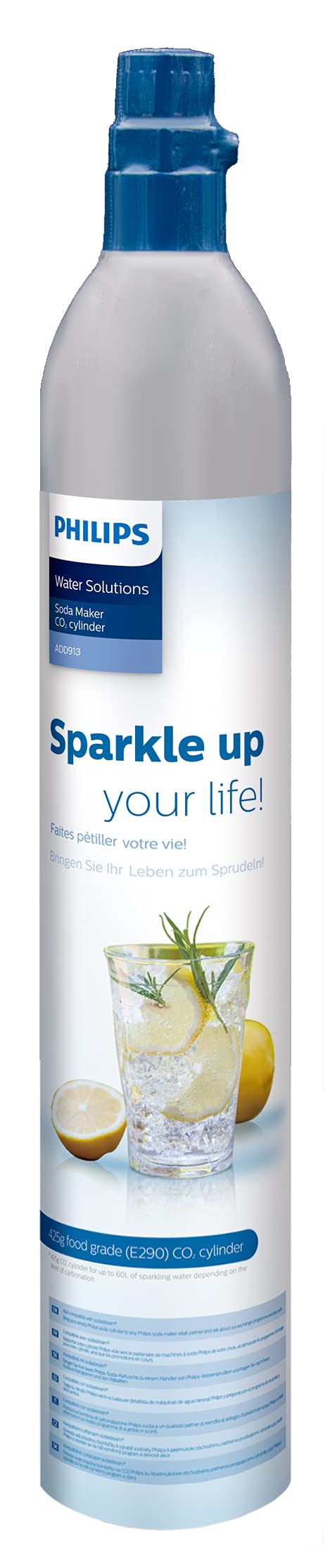 CO2 Canisters for Soda Maker, Philips 60L Threaded Refill Co2 Cylinder for Carbonated Water Machine, Compatible with All Screw-In Sparkling Water Maker, Refillable Co2 Cartridges