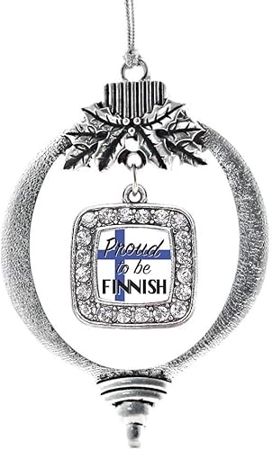 Miniatura 48 de Inspired Silver - My Vintage Initials - Adorno con dije de letra J - Adornos navideños cuadrados de plata con joyas de circonita cúbica