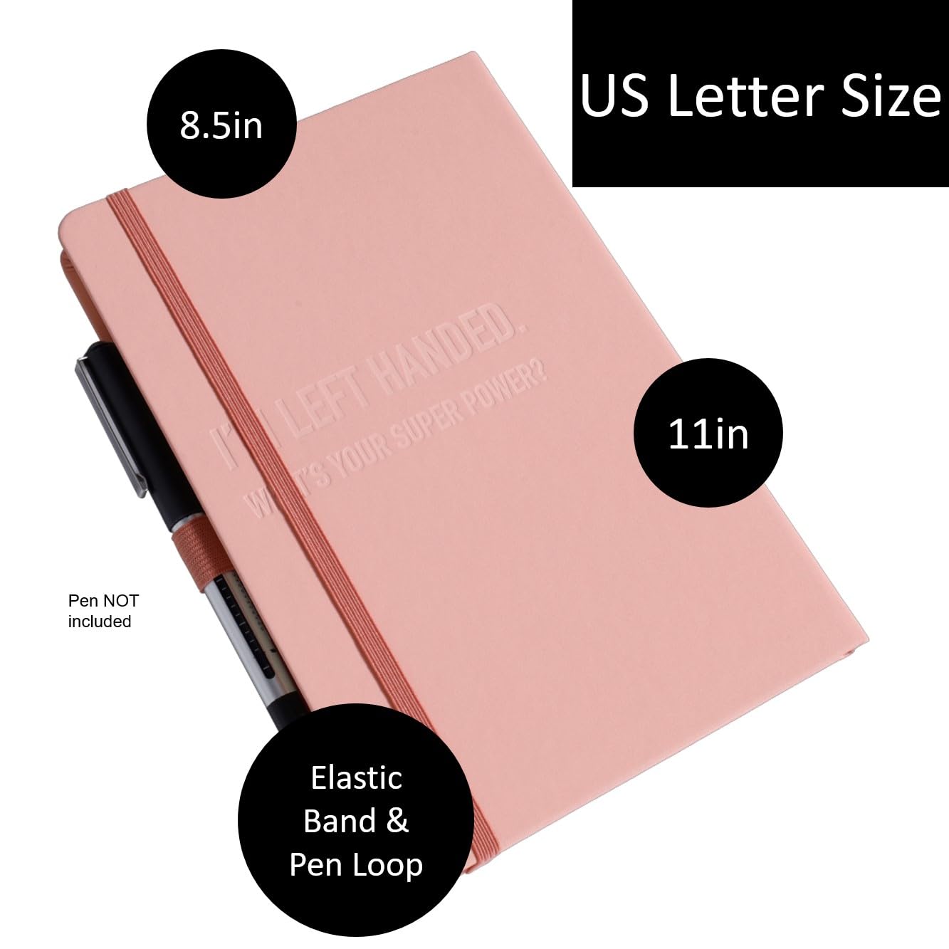Urby Left Handed Journal w. Leather Cover. The Lefty Stuff Series. College Ruled Left Handed Notebooks, 200 Pages - Image 4