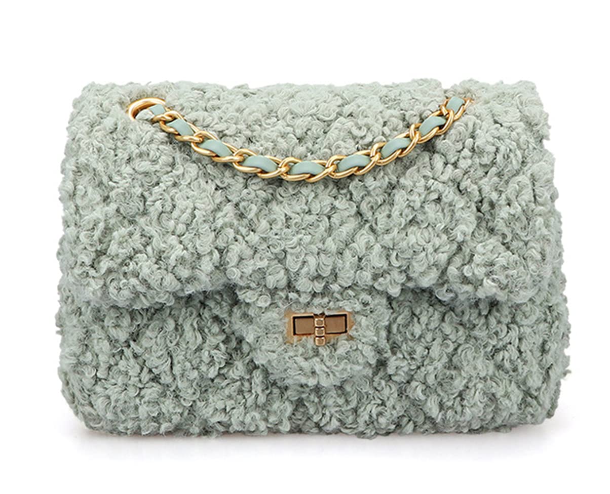 BERTY·PUYIWomen Plush Shoulder Bag Fashion Fluffy Crossbody Purse Soft Warm Shopping Dating Bag with Adjustable Chain Strap Indie Cute