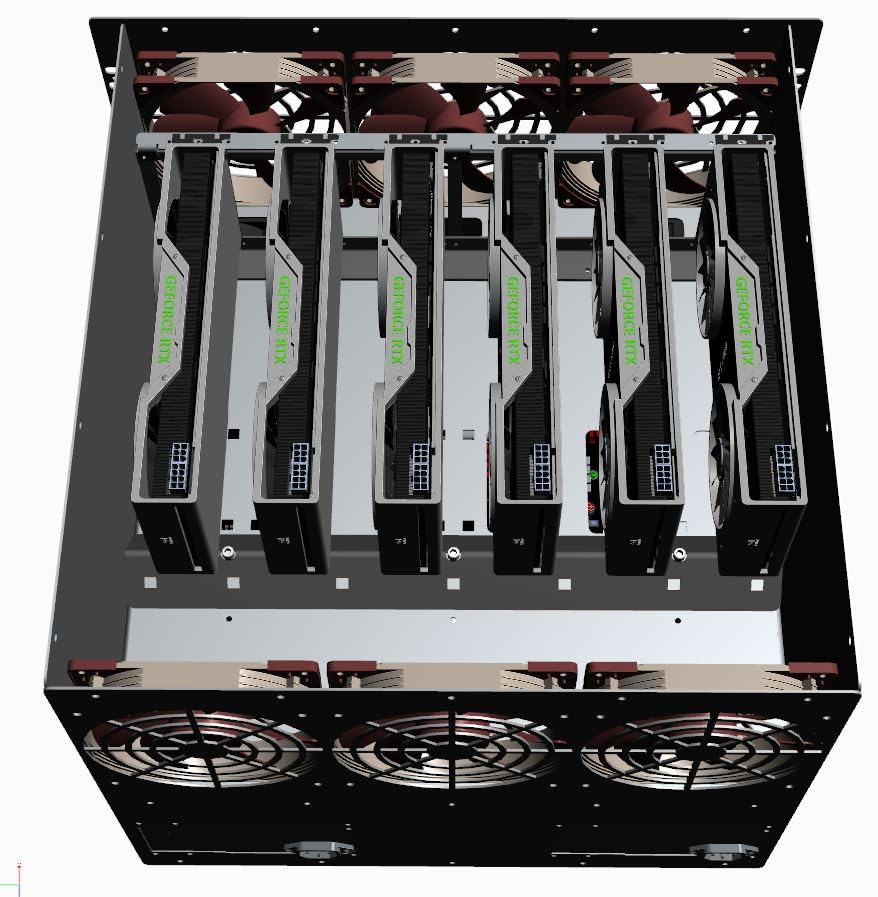 Rack 19 pouces 8U pour IA et crypto acceptant 2 alims ATX et 6 GPU - 6