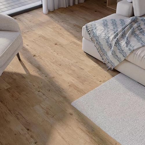 BODENGLÜCK Klick Vinyl Eiche Sankt Peter Ording - Hochwertiger Klick Vinylboden mit Trittschalldämmung - Vinylboden in Holzoptik geeignet für Fußbodenheizungen - Paket mit 2,2 m² wasserfestem Vinyl