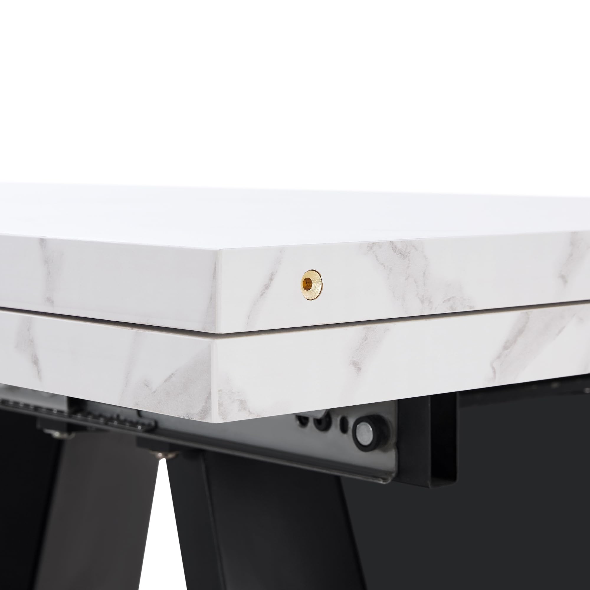 Moimhear Mesa de comedor telescópica extensible, amplia superficie de trabajo para oficina en casa y sala de estar (159 x 74 x 77 cm, mesa blanca con patas planas)