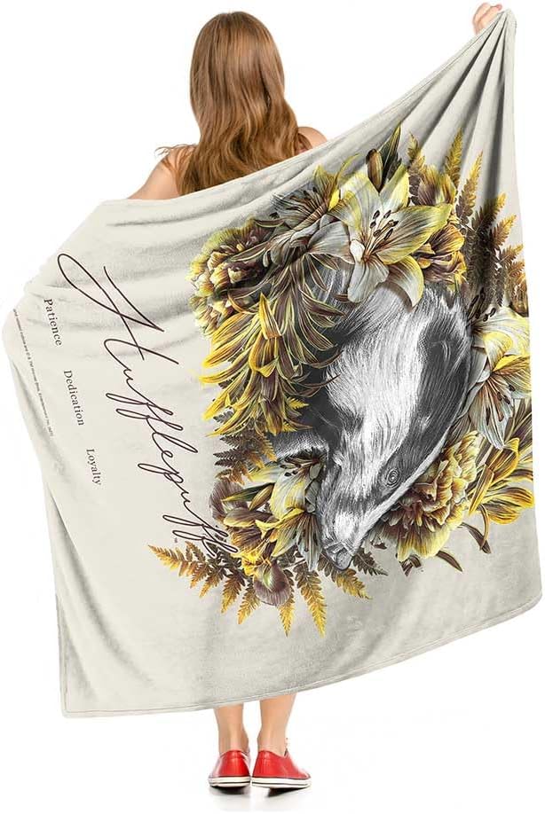 Northwest Warner Bros. Harry Potter Hufflepuff Silk Touch Throw Blanket, Cozy for All Seasons, Lightweight for Couch, Sofa, Boys Girls Bedding, 50x60 Inches
