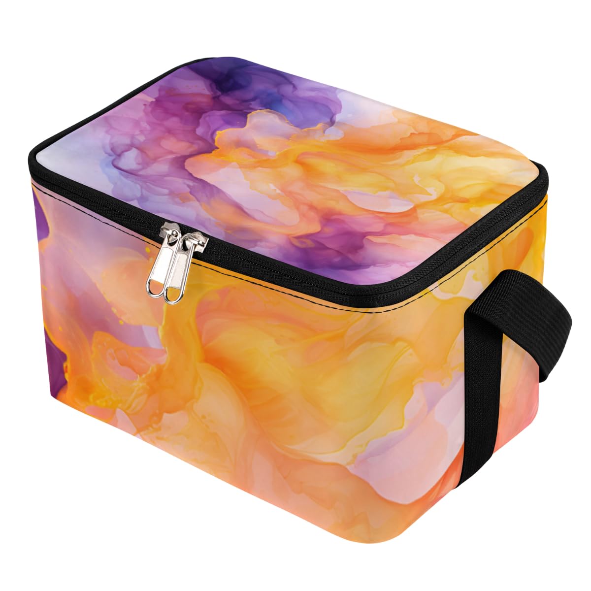 GzLeyigou Lunch Bags for Women Men 9 Cans,Colored Smoke Hot & Cold Food Delivery Bag Insulated Grocery Bag Insulated Lunch Box Abstract Smoke Waves Cooler Bag for Office Work Picnic Beach