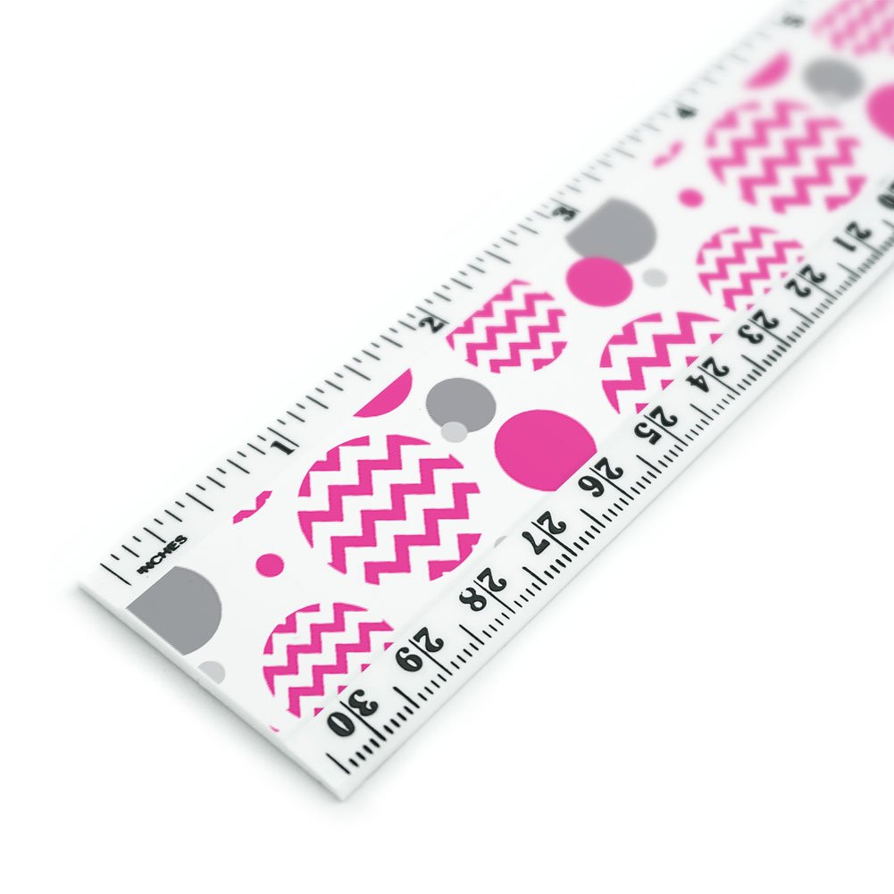 Chevrons Pink 12 Inch Standard and Metric Plastic Ruler