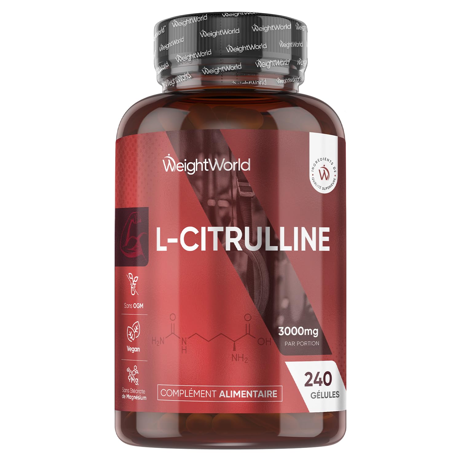 L Citrulline 3000mg, 240 Gélules Vegan Multi-Usages, Acide Aminé Citrulline Poudre Encapsulée pour 2 Mois sans Stéarate de Magnésium